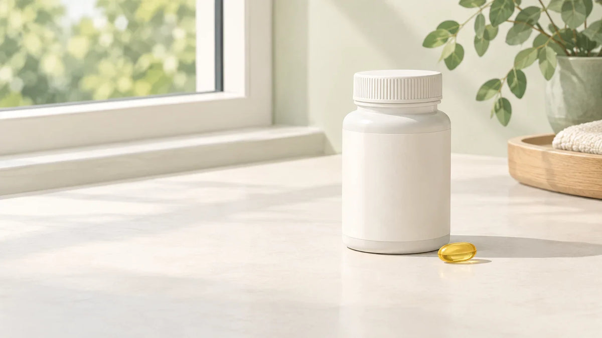 Flacon générique et capsule illustrant le choix d’un complément de vitamine D