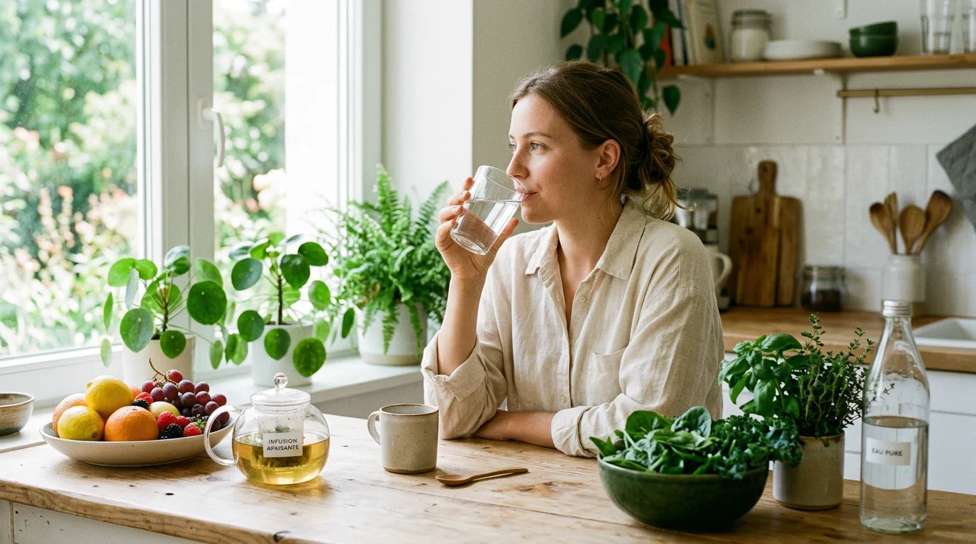 Personne adoptant des habitudes saines pour purifier son organisme